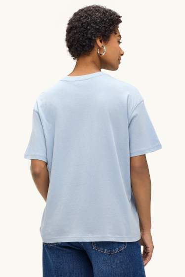 Women - T-shirt - oversized - light blue