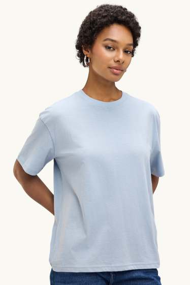 Women - T-shirt - oversized - light blue