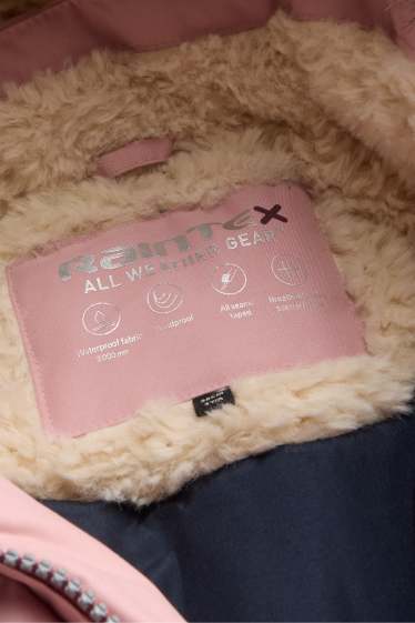 Children Girls - Rain jacket with hood - lined - waterproof - light rose