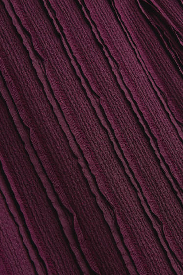 Donna - Pantaloni di jersey - vita media - gamba ampia - tessuto tramato - bordeaux
