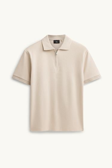 Pánské - Polokošile - regular fit - strukturovaná - světle šedá