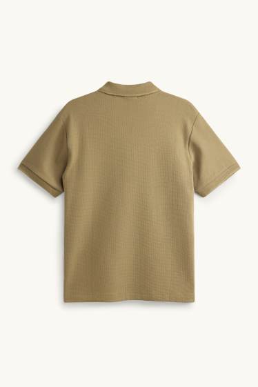Pánské - Polokošile - regular fit - strukturovaná - khaki