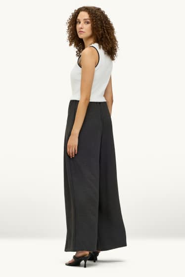 Dames - Pantalon - mid waist - wide leg - zwart