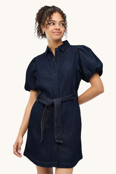 Dames - Denim jurk - donkerblauw