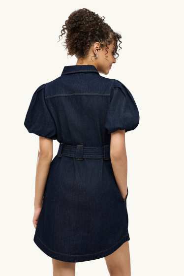 Dames - Denim jurk - donkerblauw