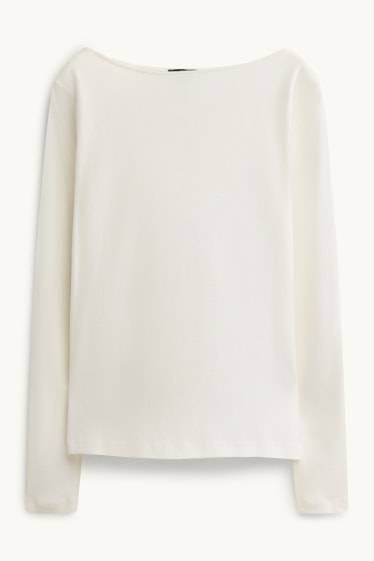 Femmes - Haut à manches longues - slim fit - blanc pur