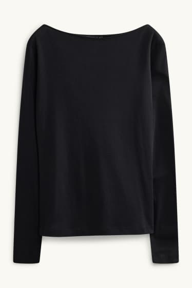 Femmes - Haut à manches longues - slim fit - noir