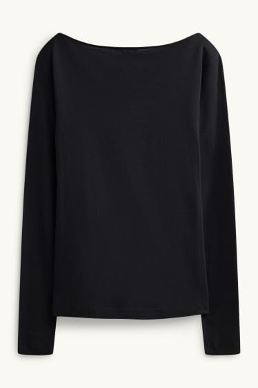 Femmes - Haut à manches longues - slim fit - noir