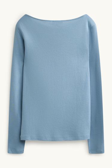 Femei - Tricou cu mânecă lungă - slim fit - albastru deschis
