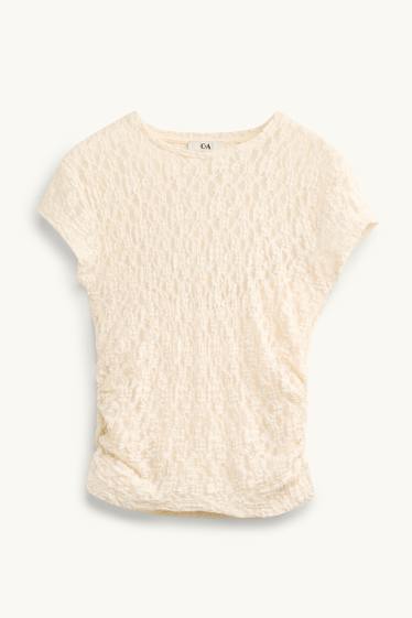 Donna - T-shirt - slim fit - tulle - beige