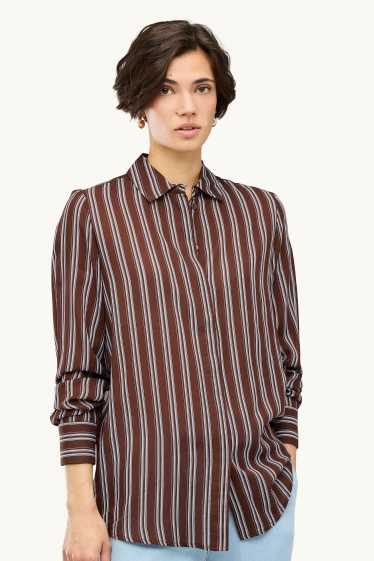 Femmes - Blouse-chemise - à rayures - marron