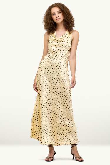 Damen - Fit & Flare Kleid - gepunktet - gelb