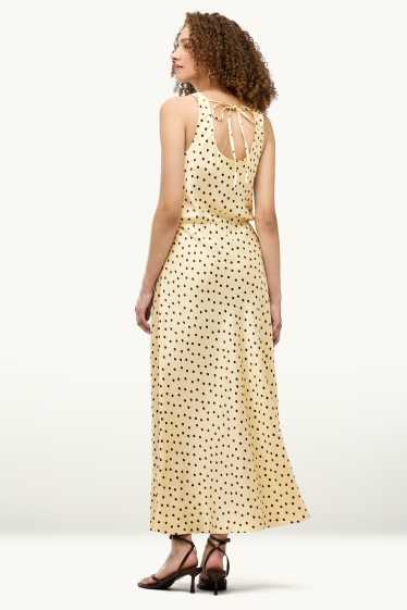 Damen - Fit & Flare Kleid - gepunktet - gelb