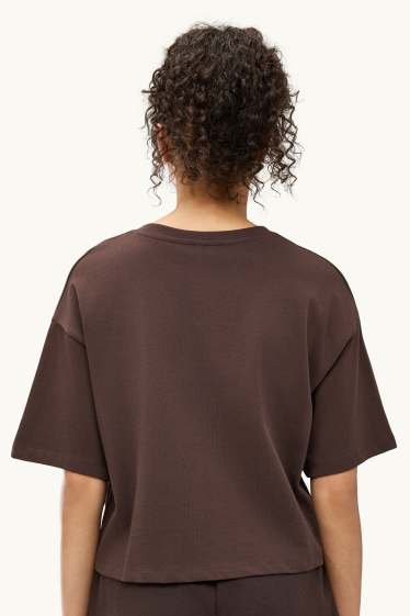 Dames - T-shirt - relaxed fit - bruin