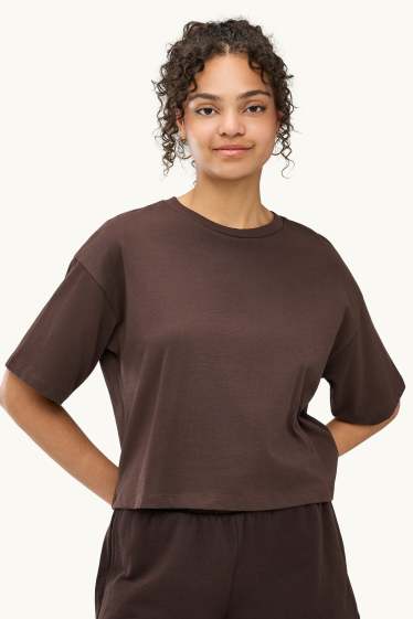 Dames - T-shirt - relaxed fit - bruin