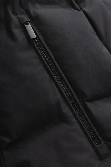 Kinder Mädchen - Funktions-Steppjacke mit Kapuze - gefüttert - schwarz