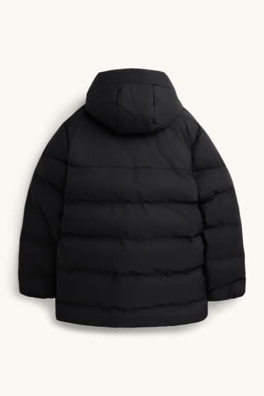 Kinder Buben - Funktions-Steppjacke mit Kapuze - gefüttert - schwarz