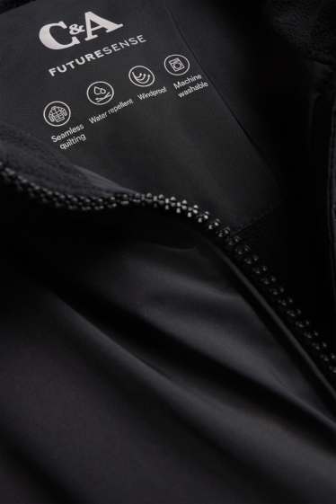 Kinder Buben - Funktions-Steppjacke mit Kapuze - gefüttert - schwarz