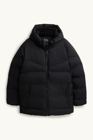 Kinder Buben - Funktions-Steppjacke mit Kapuze - gefüttert - schwarz