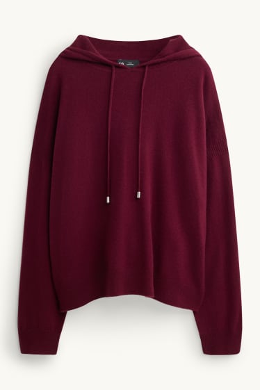 Dames - Hoodie van kasjmier - bordeaux