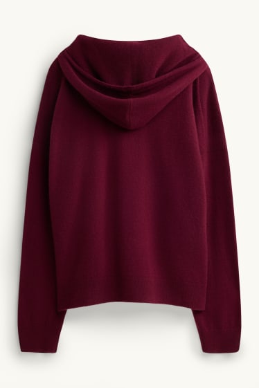 Dames - Hoodie van kasjmier - bordeaux
