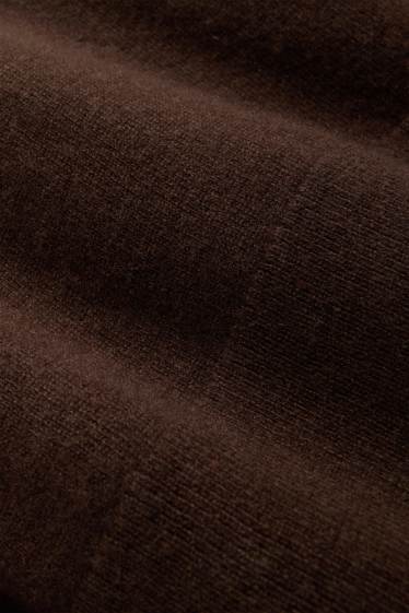 Femmes - Pull en cachemire avec encolure en V - marron foncé