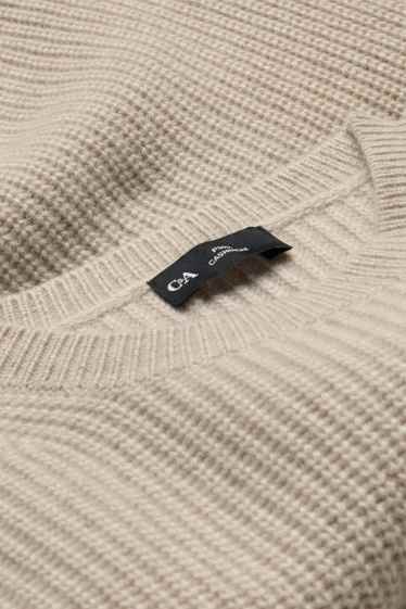 Dames - Trui van kasjmier - geribd - beige