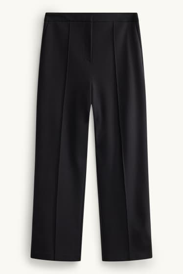 Femei - Pantaloni din jerseu - talie înaltă - straight fit - negru