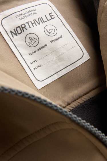 Children Boys - Rain jacket with hood - waterproof - light brown