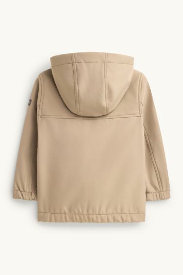 Children Boys - Rain jacket with hood - waterproof - light brown