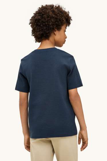 Enfants garçons - T-shirt - finition texturée - bleu foncé