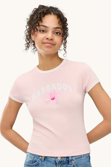 Damen - T-Shirt - Slim Fit - zartrosa