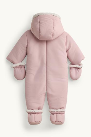 Bébés filles - Petites fleurs - combinaison de neige pour bébé avec capuche - doublée - rose clair