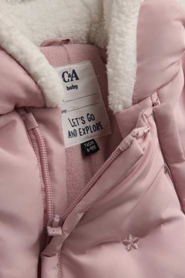 Bébés filles - Petites fleurs - combinaison de neige pour bébé avec capuche - doublée - rose clair