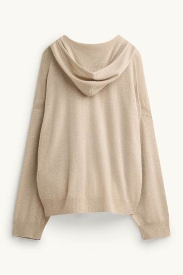 Dames - Hoodie van kasjmier - licht beige