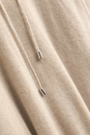 Dames - Hoodie van kasjmier - licht beige