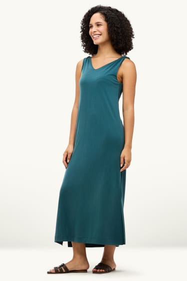 Femmes - Robe avec encolure en V - straight fit - turquoise foncé