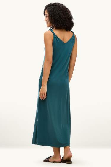 Femmes - Robe avec encolure en V - straight fit - turquoise foncé