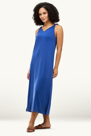Femmes - Robe avec encolure en V - straight fit - bleu