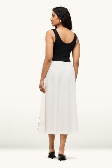 Dames - Fit & flare-jurk - wit / zwart
