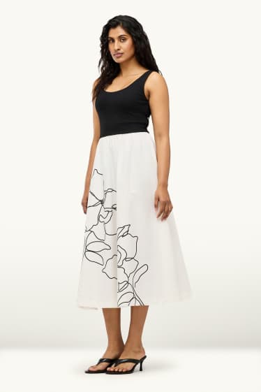 Dames - Fit & flare-jurk - wit / zwart