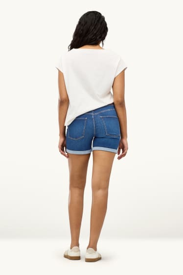Damen - Jeans-Shorts - Mid Waist - jeansblau
