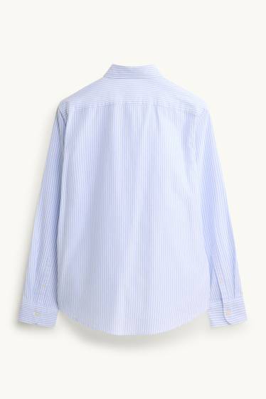 Heren - Overhemd - regular fit - button down - gestreept - wit / lichtblauw