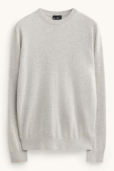 Herren - Kaschmir-Pullover - hellgrau-melange