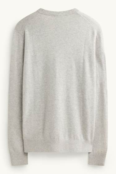 Herren - Kaschmir-Pullover - hellgrau-melange