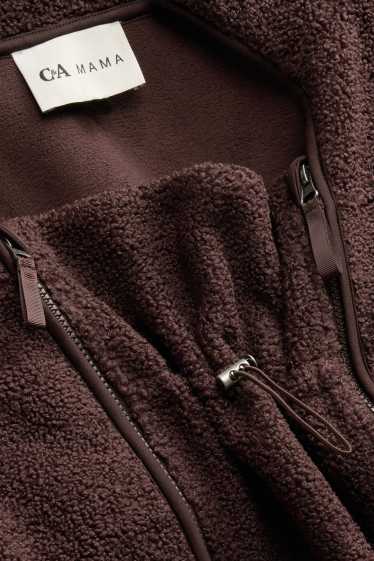 Donna - Giacca in pile premaman con inserto porta-bebè - marrone scuro