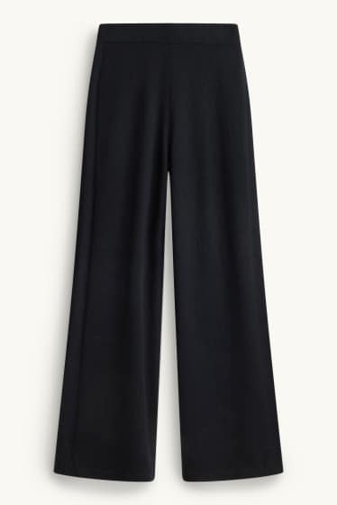 Women - Cashmere trousers - mid-rise waist - straight leg - black