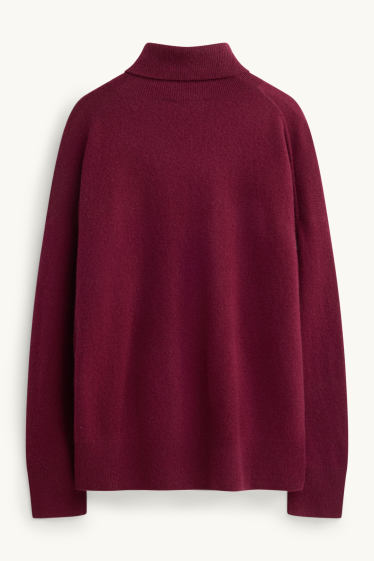 Femmes - Pull à col roulé en cachemire - bordeaux