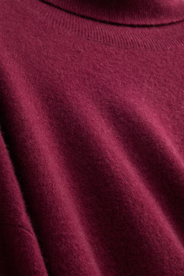 Femmes - Pull à col roulé en cachemire - bordeaux