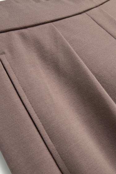 Women - Jersey trousers - high waist - barrel leg - taupe